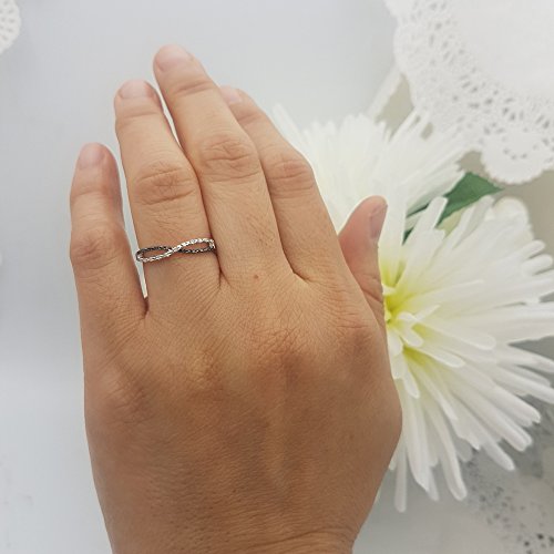 Dazzlingrock Collection 0.10 Carat (ctw) Round Black Diamond & White Diamond Swirl Infinity Style Wedding Band for Women in 925 Sterling Silver4