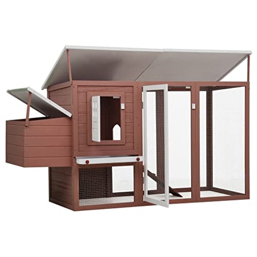 DCRAF Home Products-Outdoor Hühnerkäfig Hühnerhaus mit 1 Eierkäfig, braunes Holz – Bild 3