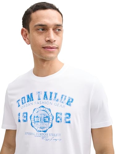 TOM TAILOR Herren T-Shirt mit Logo-Print, 20000 - White, S – Ansicht 6