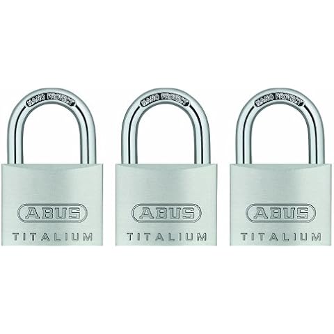 ABUS 64TI/40 Titalium Aluminum Alloy Padlock, Keyed Alike with Nano Protect Steel Shackle, Pack of 3 Cover