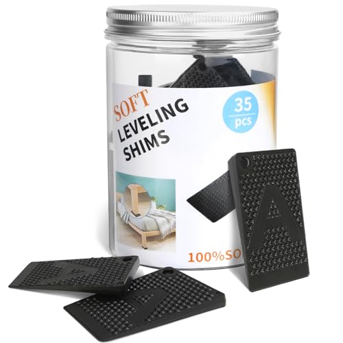 Furniture Levelers 35 Piece Jar 2 Non-Slip Rubber Shims for Leveling Table Wedges for Toilet Refrigerator Piano Furniture Levelers for Home Improvement and Work Cuttable and Stackable