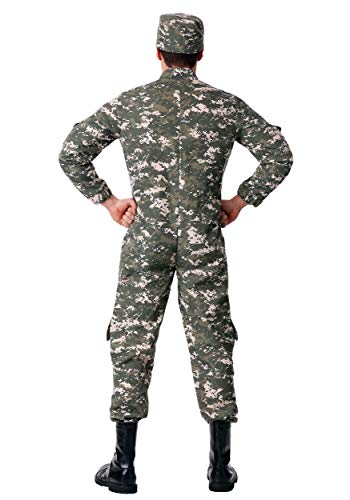Mens Modern Combat Soldier Costume, Army Solider Uniform for Adults With A Digital Camouflage Print Jumpsuit And Hat - Thumbnail 3