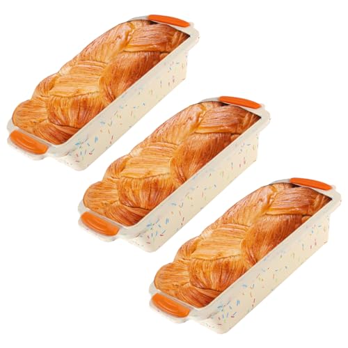 Bread Mold, 3 Pack Silicone Bakery Mold, Loaf Pan, Toast Mold,11.4Ã—5Ã—2.6 Inch, Non-stick and Easy to Release, Easy to Clean, Dishwasher Safe, BPA Free Silione Baking Mold, Mold for Homemade Cakes