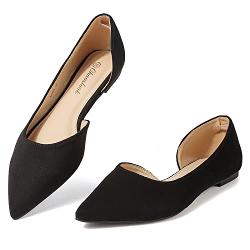 Chaoslook Womens Pointed Toe Black Ballet Flats Comfortable Casual Dress Flats For Women Elegant Memory Foam Flats With Party Wedding Size 8.5 #TOP16