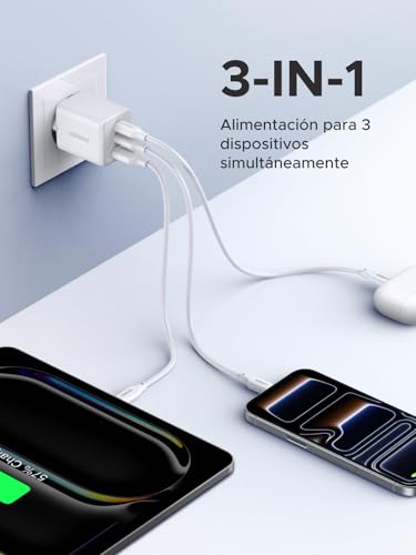 Miniatura 2 de UGREEN Zapix Cargador USB C 30W Enchufe iPhone Carga Rapida GAN (Bianco)