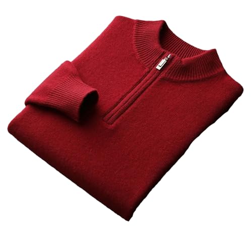 Men's Sweater Half Turtleneck Zipper Solid Color Warm Pullover Sweater Loose Knit Top Spring Autumn Pullovers