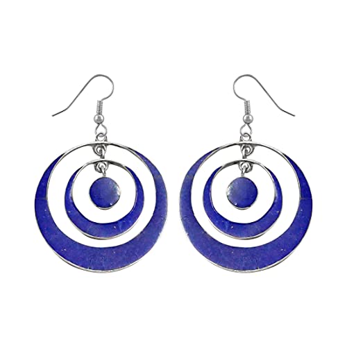 Boucles d'oreilles pendantes argent 925 et pierres fines bleues naturelles