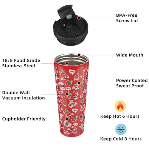 Image of BJPKPK 34oz Coffee Tumbler with Straw, Insulated Stainless Steel Cup