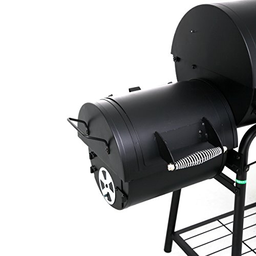 tepro Smoker Biloxi (Holzkohle-Grillwagen mit Rollen) zum Räuchern, BBQ, Grillen, Neben- und Hauptkammer mit Belüftungsregler und Kamin, Thermometer, Maße ca. 126 x 63,5 x 126 cm – Bild 6