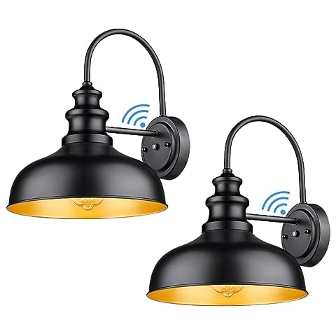 Bestshared Dusk to Dawn Sensor Farmhouse Gooseneck Barn Light, Outdoor Wall Sconce, Exeterior Wall Mount Lights, Outdoor Black Finish Lantern for Porch, Outdoor Wall Lantern(Black, 2 Pack) Cover