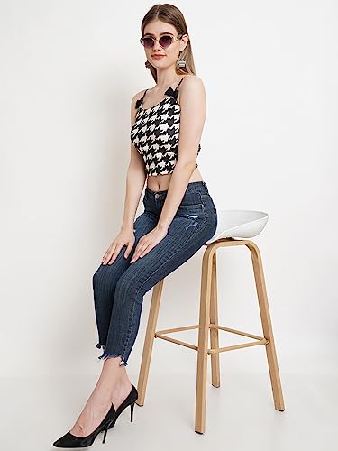 Image of POPWINGS Casual Printed Bow Strap Crop Top for Women || Sleeveless Summer Crop Tops for Women || Stylish Trendy Crop Tops for Women