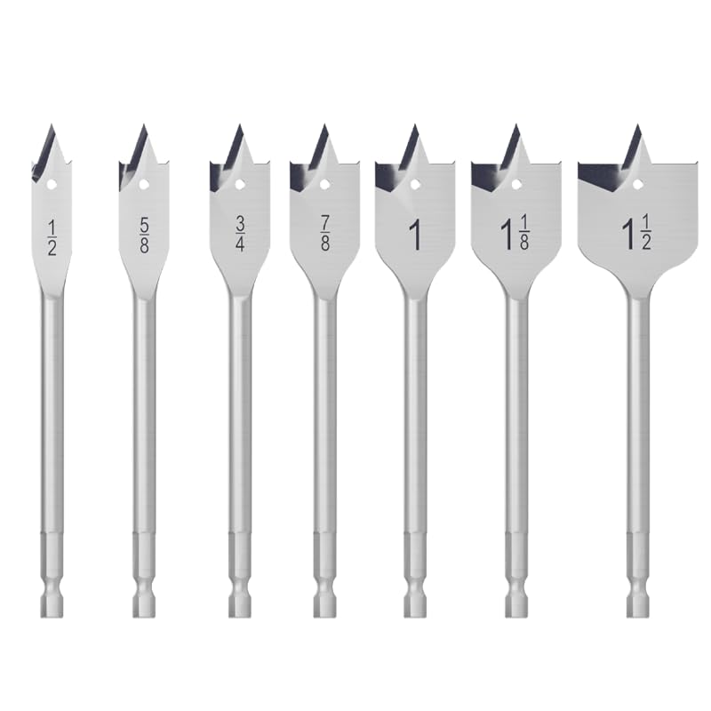 Spade Drill Bit Set Paddle Flat Bits, Hex Shank Quick Change Drill Bit Set for Woodworking, Flat Hole Cutter, Wood Drill Bit, 6pcs