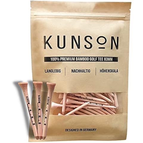 Premium Golf Tee 83mm - 100 Stück - Golftees Mit Höhenskala Aus 100% Bambus Cover