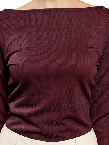 Image of ATHENA LIFESTYLE Purple Regular Sleeves Solid Casual Top