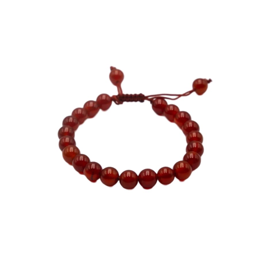 Natural Red Carnelian Crystal Bracelet (10mm) with threads