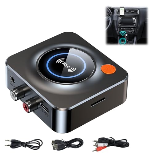 Adaptateur Audio Bluetooth 5.4, Récepteur Bluetooth pour Systèmes Stéréo avec Jack AUX 3.5mm et Cinch, Récepteur HiFi pour Haut-Parleurs et Amplificateurs, Compatible NFC et Carte TF