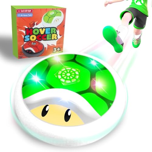 Glückpa Hover Soccer Ball with LED Lights, Indoor Games for Boys, Turtle Shell Toys for Kids Ages 3 4 5 6 7 8-12, Halloween for Boys, Kids Birthday Gifts, Air Floating Soccer