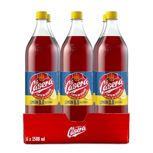 La Casera® Tinto de Verano con Limón 0,0%, Bebida Refrescante Sin Alcohol - Botella, Pack 6 x 1,5 L