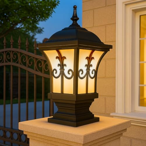 Image of GIGAWATTS ‎TRISHUL Outdoor Gate Light - 101% Rust & Waterproof Die-Casting Aluminium Exterior Piller Lamp Base Mount for Garden, Boundary Walls & Home Entrances (B22 Holder, Bulb Not Included, Black)