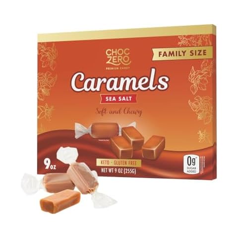 ChocZero Sugar Free Caramels - Keto Caramel Candy - All Natural, Classic Candies - Low Carb Snack (9oz Box) Cover