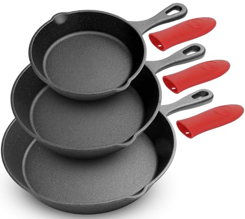 NutriChef 3-Piece Cast Iron Skillet Set