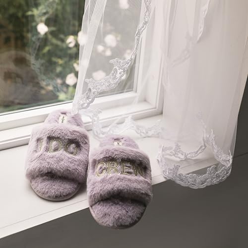 Dearfoams Women's Bride and Bridesmaid Gifts Slippers for Wedding and Bachelorette Party, Crew Lavender, Large2