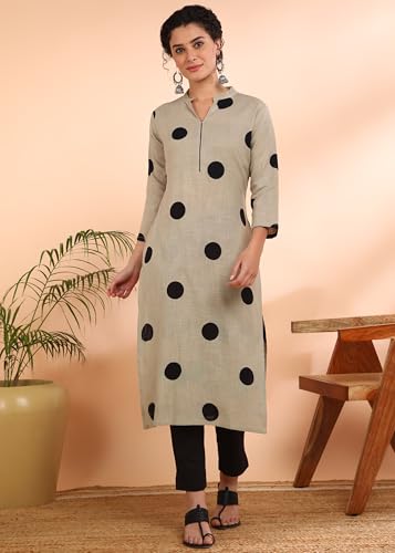 Image of Maaesa Women Printed Rayon Slub Straight Kurta