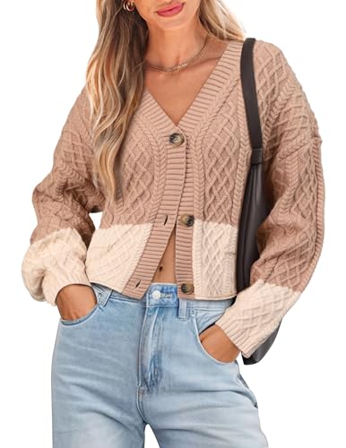 BB&KK Womens Cropped Cardigan Sweaters Color Block...