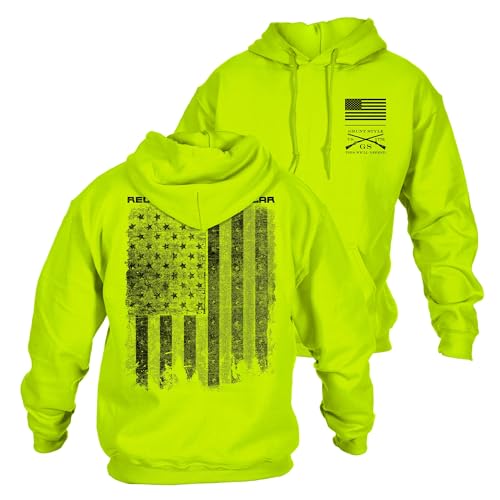 Grunt Style Red Blood Blue Collar Men's Pullover Hoodie (Safety Green, XXLarge)