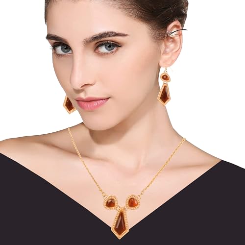 Image of Touchstone Indian Colorful Delicate Desire Traditional Exclusive Designer Jewellery Pendant Sets for Women