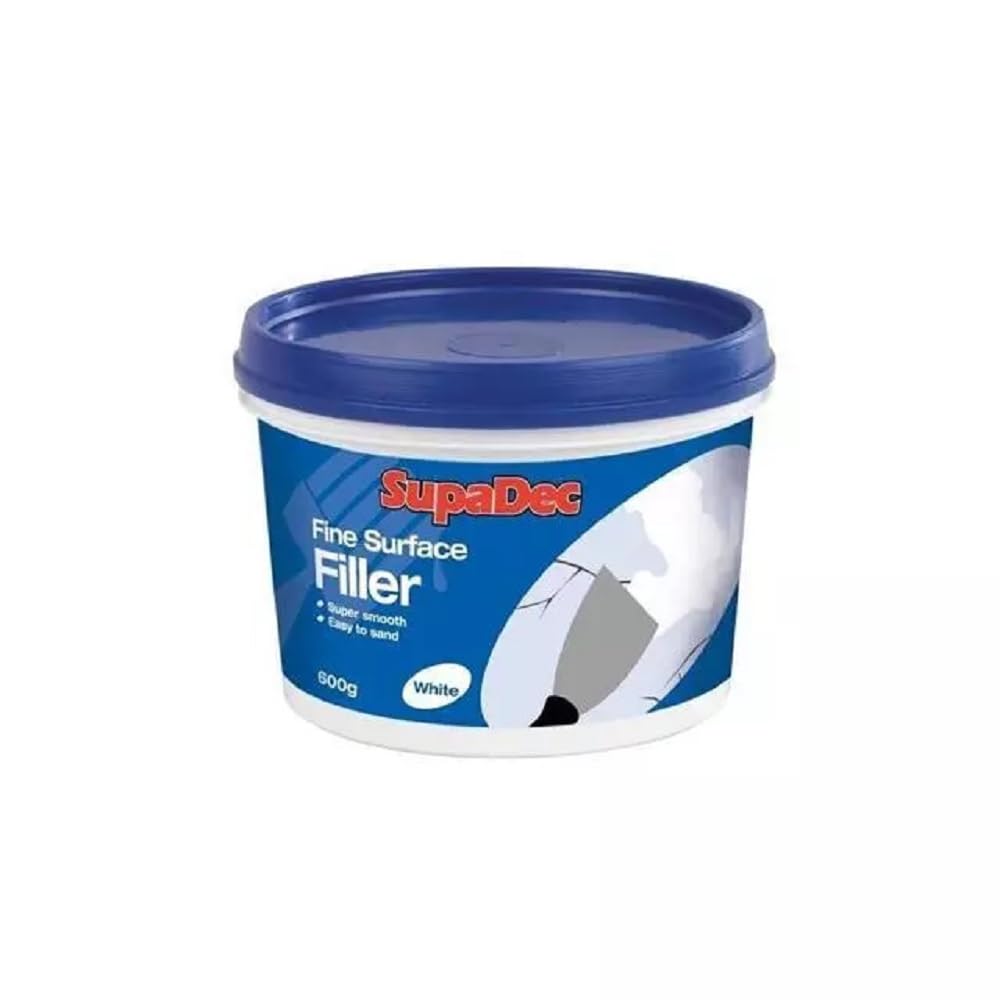 SupaDec 600g White Fine Surface Filler Multi-Purpose Ready Mixed Tub Super Smooth Dries White Easy to Sand Suitable for Interior & Exterior Use