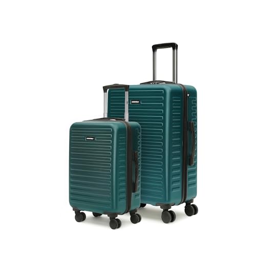 Image of Assembly Stark Hard Luggage Set of 2 Trolley Bags (20 + 28 Inch), Unbreakable Polycarbonate Dual-Tone Luggage Set, TSA Lock, Silent 8 Spinner Wheels, Hard Shell Suitcase Set Green