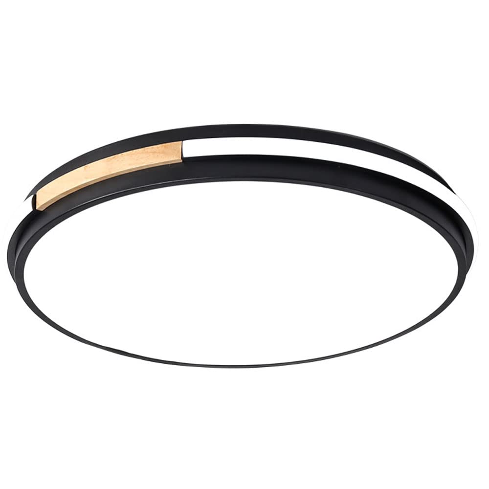 Plafonnier LED rond bois variateur intensité couleur réglable 3000-6000K
