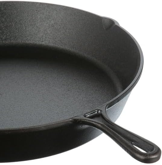 15" Pre-Seasoned Cast Iron Skillet with Handle and Lipsfor Bread, Baking,Pizza, Outdoor Cooking, Camping, Grill, Stovetop