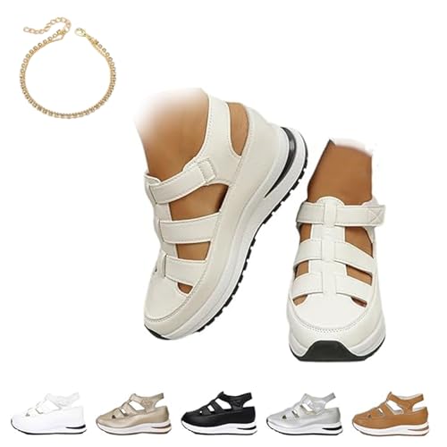 Women's Plus Size Hollow-Out Casual Sandals, Comfortable Arch Support, Closed Toe Platform Height-Boosting Thick Sole