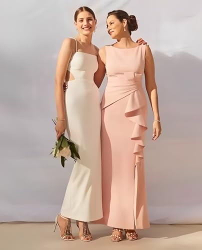 Fivsole Satin Mother of The Bride Dresses for Women Long Slit Mermaid Ruched Formal Evening Gowns2