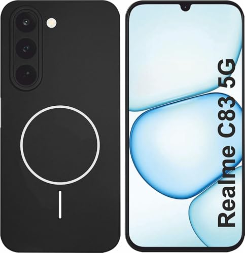 Image of Silicone Back Cover Case for Realme C83 5G | Soft Micro-Fibre Lining Inside | Magsafe Print On Back Side Camera Protection Bump | Shockproof Case