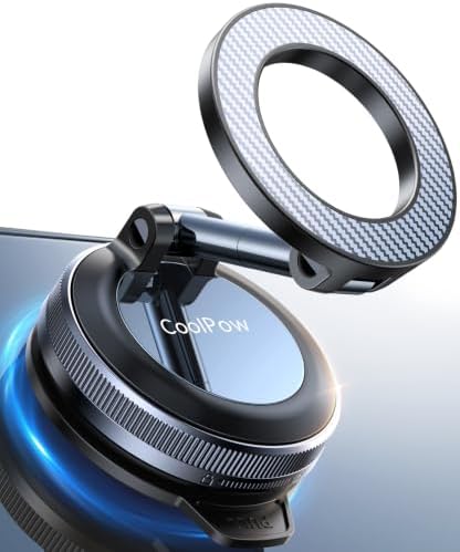 Coolpow Handyhalterung Auto für MagSafe Autohalterung【Stärkste Saugnapf & Ultra-stabil】Handyhalterung Auto Magnet,Magnetische Handy Halterung Auto Zubehör für iPhone 17 16 Navigati