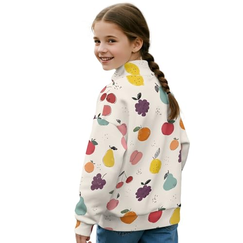 Image of AmzPrint Girls Graphic Quarter Zip Coat Long Sleeve Lightweight Oversized Athletic Running Hoodies For Kids Teen Girls