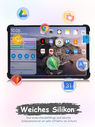 Coque Blackview MEGA 3 12,1 pouces silicone noir avec support - 3