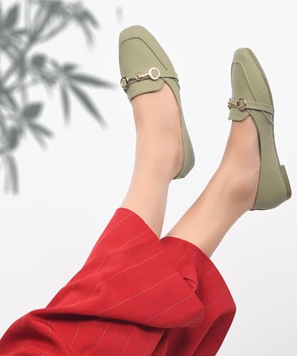 Image of JM LOOKS Sophisticated Horsebit Loafer Flats with Premium Matte Finish and Elegant Metal Link Detail for Daily Style