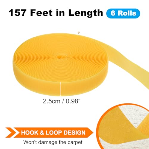 PATIKIL 6 Rollen 157ft Teppich Markierungs Streifen Nylon Band für Bereiche und Verlauf Linie für Klassenzimmer Soziale Distanz Büro Gelb