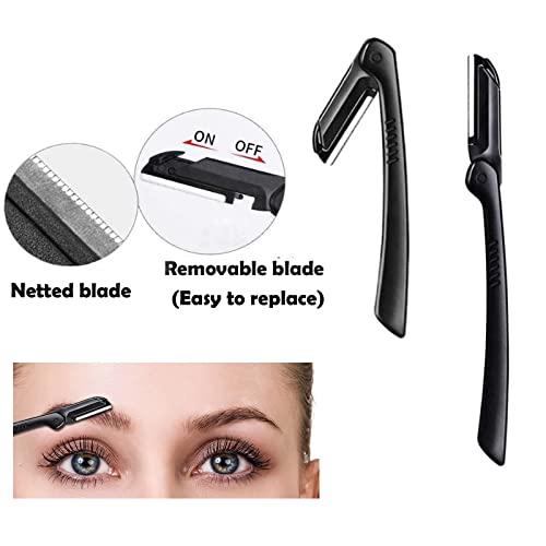 Eyebrow Razor Kit, 4 In 1 Professional Eyebrow Grooming Set For Women And Men, Including Eyebrow Razor Trimmer, Tweezer, Scissor, Eyelashes Roller, Storage Bag #TOP5