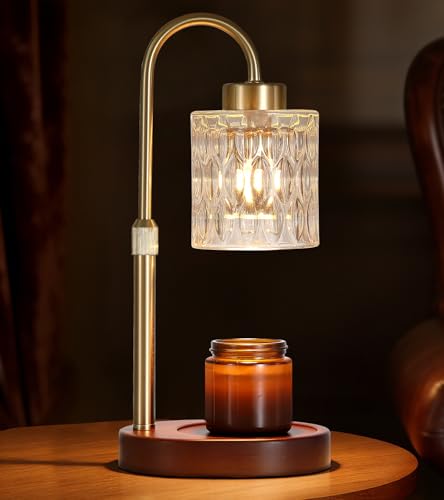 Candle Warmer Lamp with Dimmer and Timer,Home Decor Lamp for Scented Jar,Antique Brass Electric Wax Melt Warmer,Mother's Day/Birthday/Gifts Christmas for Mom/Wife,Adjustable Height,with 2 Bulbs