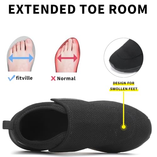 Wide Diabetic Slip-On Shoes Adjustable Comfortable Walking Breathable Width Arthritis Edema Shoes - for Swollen Feet Foot Pain Relief2