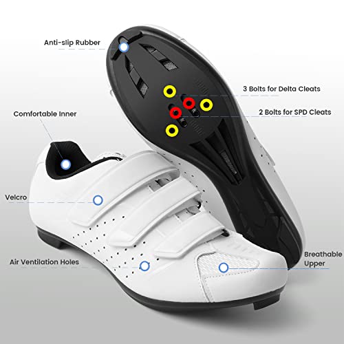 Image of Unisex Cycling Shoes Size 14 Peleton Compatible - Mens Spin Shoes with Look Delta Cleats - Indoor Road Bikes SPD Clips