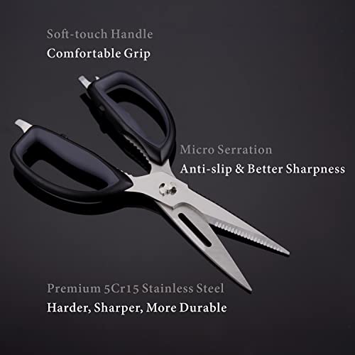 Kitchendao Kitchen Scissors, Magnetic Sheath Holder For Fridge,Premium Stainless Steel, Heavy Duty Kitchen Shears, Advanced Cnc Technology For Smooth Come Apart, Soft-Touch Handle #TOP5