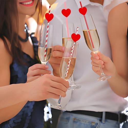 20 pitillos desechables de papel, 7.7 pulg, forma corazón miniatura 7