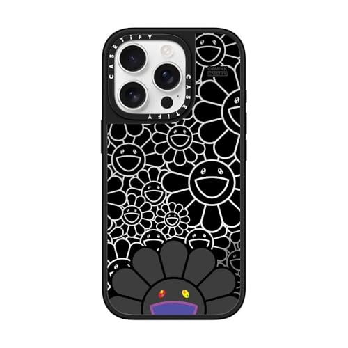 CASETiFY �~���[ iPhone 16 Pro �P�[�X [Takashi Murakami Co-lab/����(�X�}�z�J�o�[) / MagSafe�Ή�/�w��h�~] - SMILE (BLACK) - Silver On Black