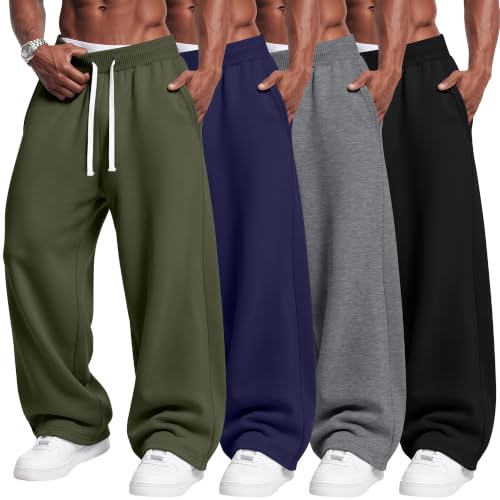 August Alley 4 Pack Men's Open Bottom Sweatpants with Pockets M 4Color